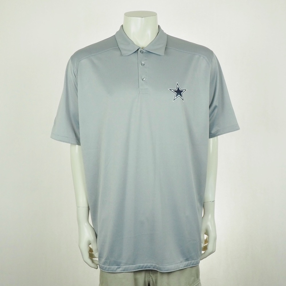 Nike Team Dallas Cowboys NFL Polo Shirt Mens Sz XL Gray Dri-Fit On Field Apparel